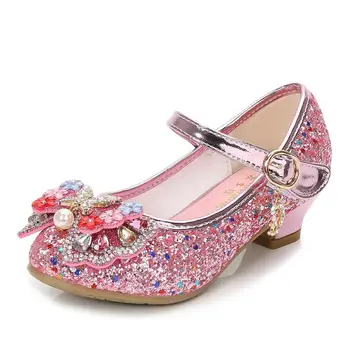 

Spring Children Shoes Girls High Heel Princess Dance Sandals Kids Shoes Glitter Leather Fashion Girls Party Dress Wedding Shoes