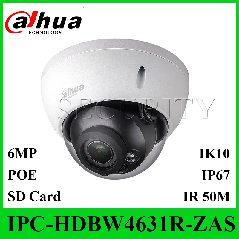 

Dahua Original IPC-HDBW4631R-ZAS With LOGO 6MP IP67 PoE Network Camera IK10 2.7-13.5mm Motorized Lens IR50M SD Card