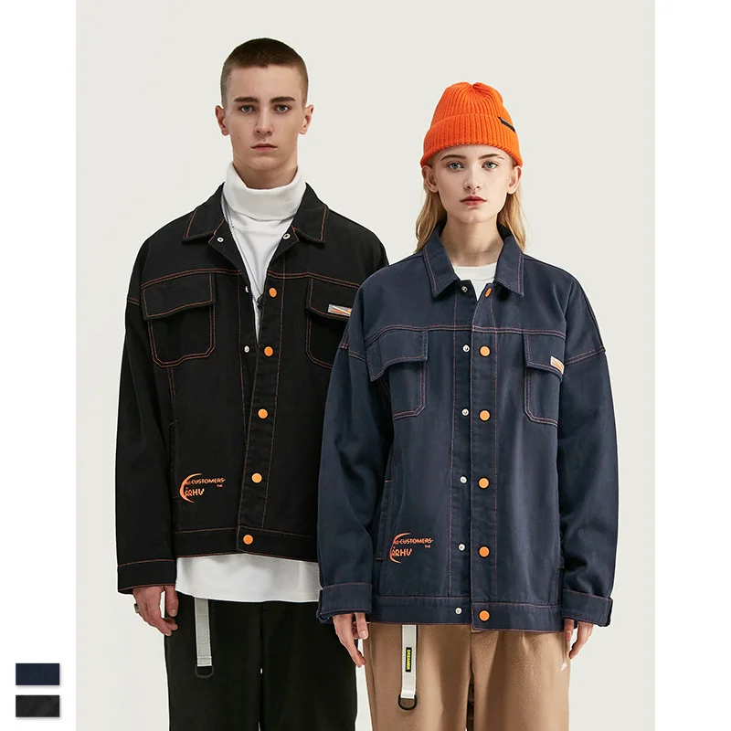 

Cooo Coll Autumn Mens Denim Jacket Mens Trendy Bomber Thin Ripped Denim Jacket Male Kanye West Long Sleeve Jackets Loose Fit