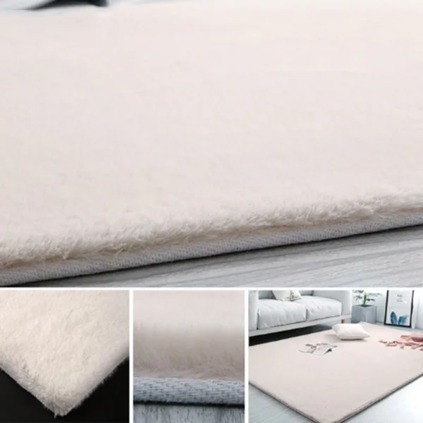 Beige Ковер в скандинавском стиле из искусственного кроличьего меха, современный простой ковер для спальни/гостиной, коврик для балкона, журнальный столик, меховой ковер, однотонный цвет - Цвет: Beige