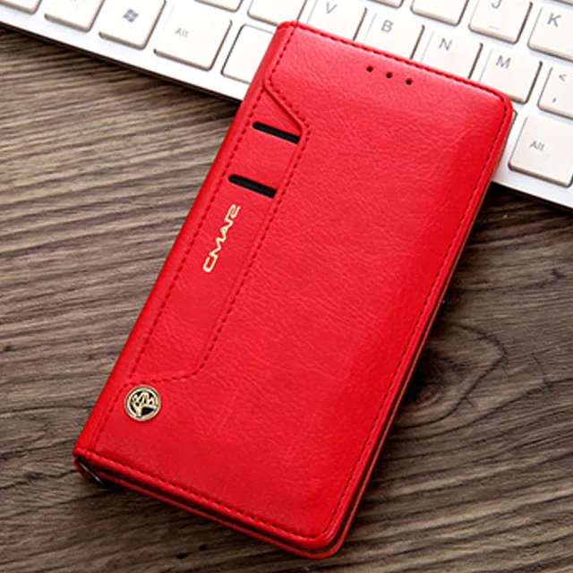 Роскошный чехол-бумажник с откидной крышкой для samsung Note10+ Прочный Магнитный кожаный чехол для Galaxy S8 S9 S10 5G Plus S7 Edge Note 10 9 8 Coque - Цвет: Red