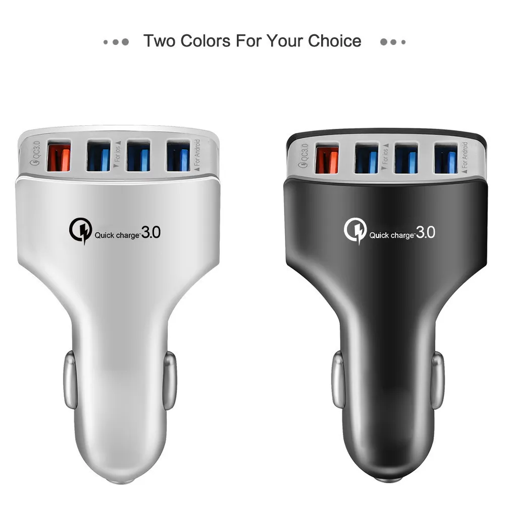 

Faichoy QC3.0 Quick Charger USB 4 Port USB Fast Car Charger Adaptive For Samsung iPhone Huawei Tablet Android Devices Car Logger