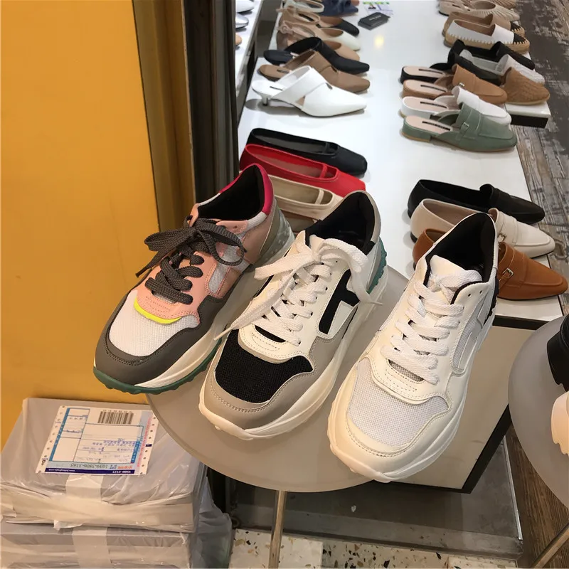 

Small Sugang style muffin shoes children's single shoe lace up color matching casual Korean version comfortable sneakers 2020 ne