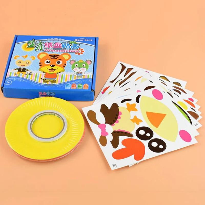 Handmade Educational Toys For Children Kindergarten Education Creative Diy Material 3D Paper Plate Stickers To Give Children - Цвет: as picture