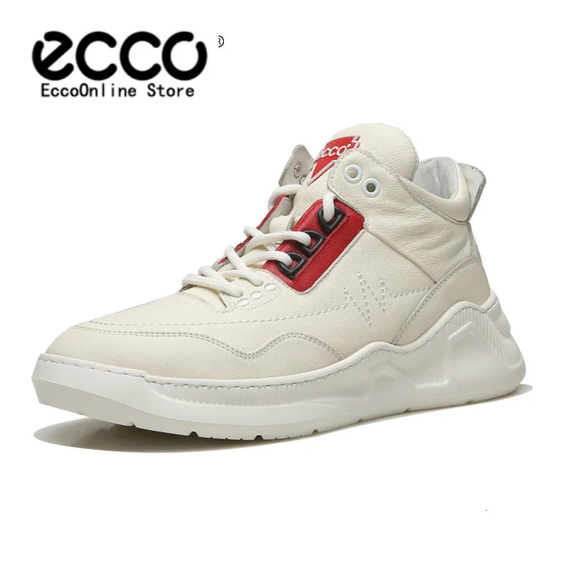 

Ecco Brand Genuine Leather Men Casual Shoes Male Lace-up Height Increased Footwear High Cut Comfortable Embroidery Boots 430505