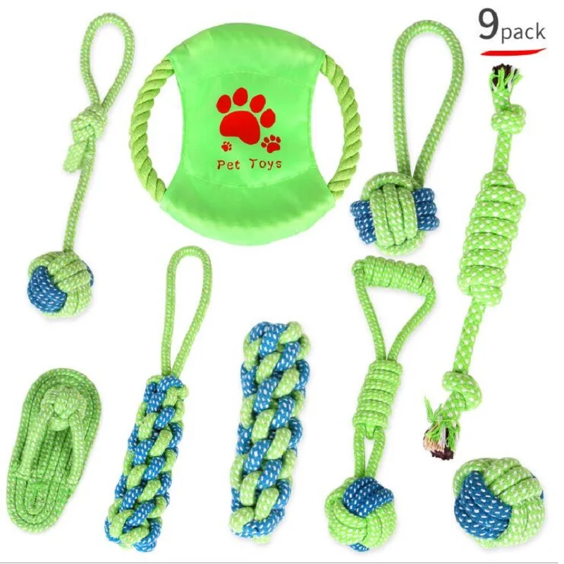 Собак играть веревки Собака Игрушка веревка мяч н игрушка-веревка на веревке для собак Игрушки для обучения собак Игрушки для режущихся зубов для малых Размер XXS XS S M L XL XXL 9 шт./компл - Цвет: 9pcs a set