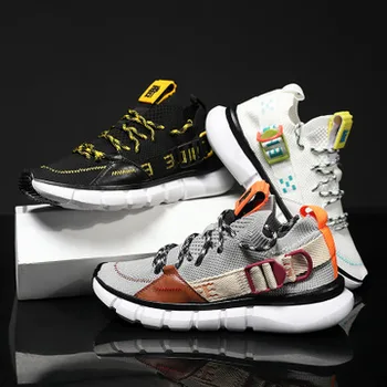 

2019 autumn new flying woven sports shoes men's mesh shoes wild breathable running shoes men