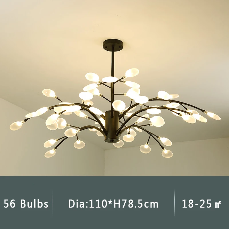 56 bulbs Black Золотисто-черная готовая металлическая+ акриловая современная люстра для гостиной, столовой, светодиодная люстра, осветительная арматура, Подвесная лампа - Цвет абажура: 56 bulbs Black