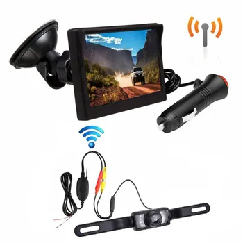 

1 Set Wireless Backup LCD Monitor License Plate And Rear View Camera Waterproof