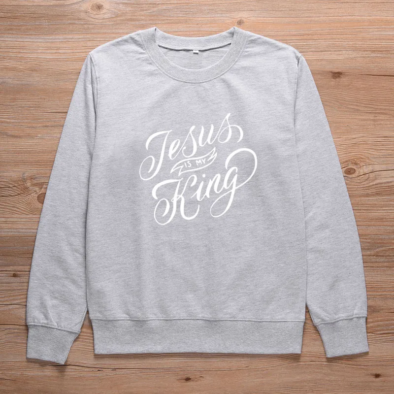 ONSEME Jesus Is my King Женская толстовка с круглым вырезом и длинным рукавом, Пастельная одежда размера плюс, женская одежда S-129