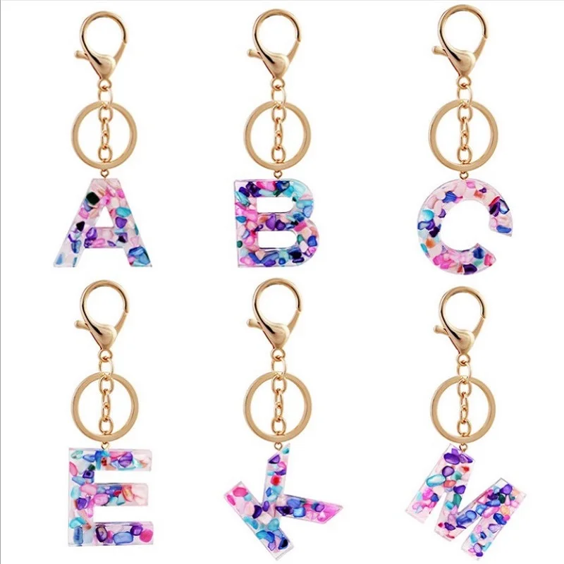 

Fashion Letter Keychain Colorful intitals key Chain Resin Handbag Keyring Accessories For Women Jewelry 2020 Wholesale