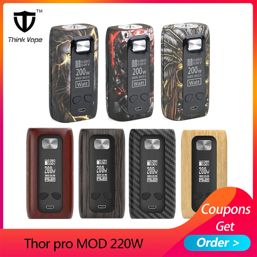 Оригинальный Think Vape Thor pro MOD 220 Вт Двойной 18650 мод для электронной сигареты VW/TC/Bypass | Моды для электронных сигарет -32945860259