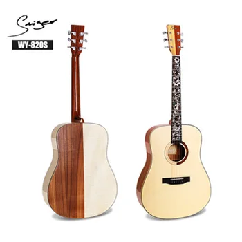 

High Quality 41 Inch Guitar Spruce Solid Wood 6 String Acoustic Guitar Tiger Pattern Veneer GuitarAGT146