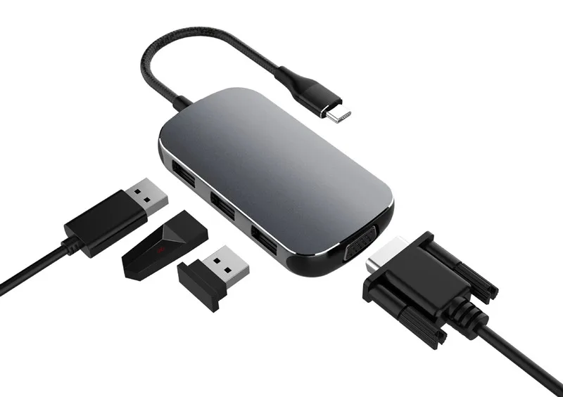 AJIUYU usb-хаб C концентратор для нескольких USB 3,0 HDMI адаптер док-станция для MacBook Pro Air Аксессуары USB-C type C 3,1 разветвитель порт USB C концентратор