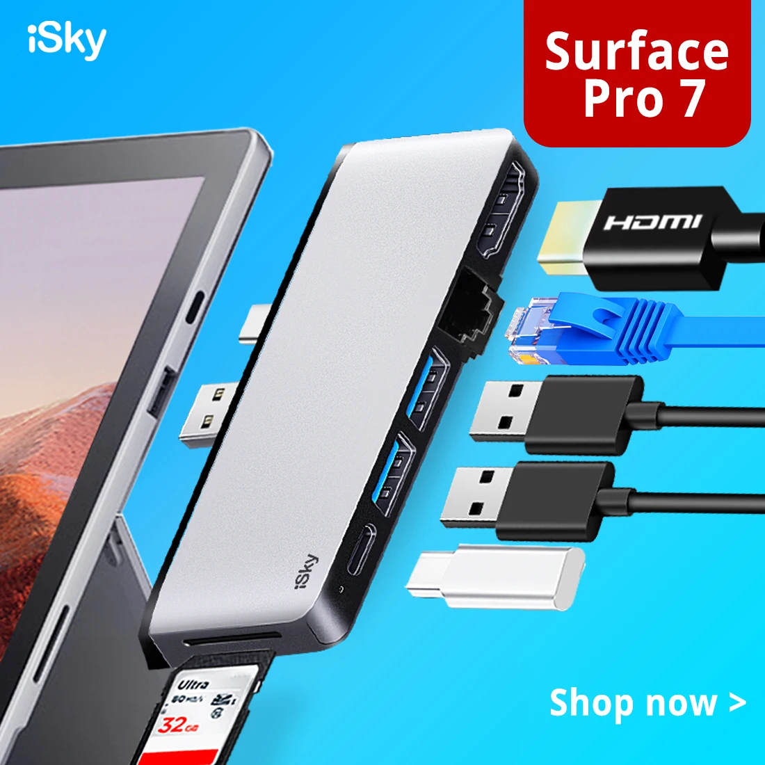 Isky For Microsoft Surface Pro7 7+ Hub 