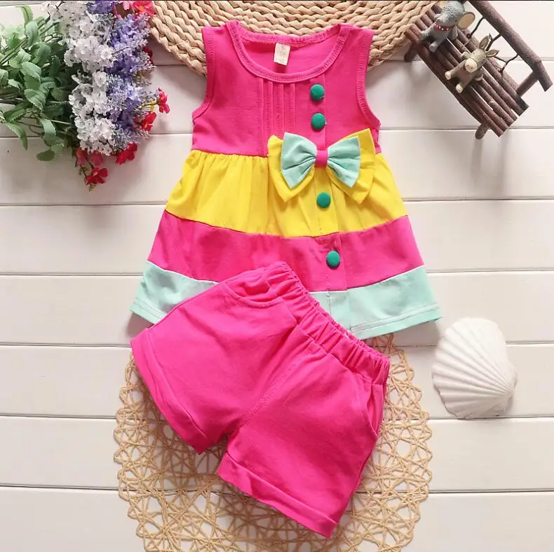 BibiCola/ г. Летний спортивный костюм для маленьких девочек комплект одежды для детей, одежда для малышей Милая футболка+ шорты Детский спортивный костюм из 2 предметов - Цвет: picture color
