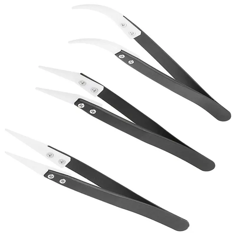 

3Pcs Tweezer Set, Antistatic Ceramic Tips Tweezers Precision Insulates Steed Stainlesl Heat Resistant Multifunction Hand Tools K