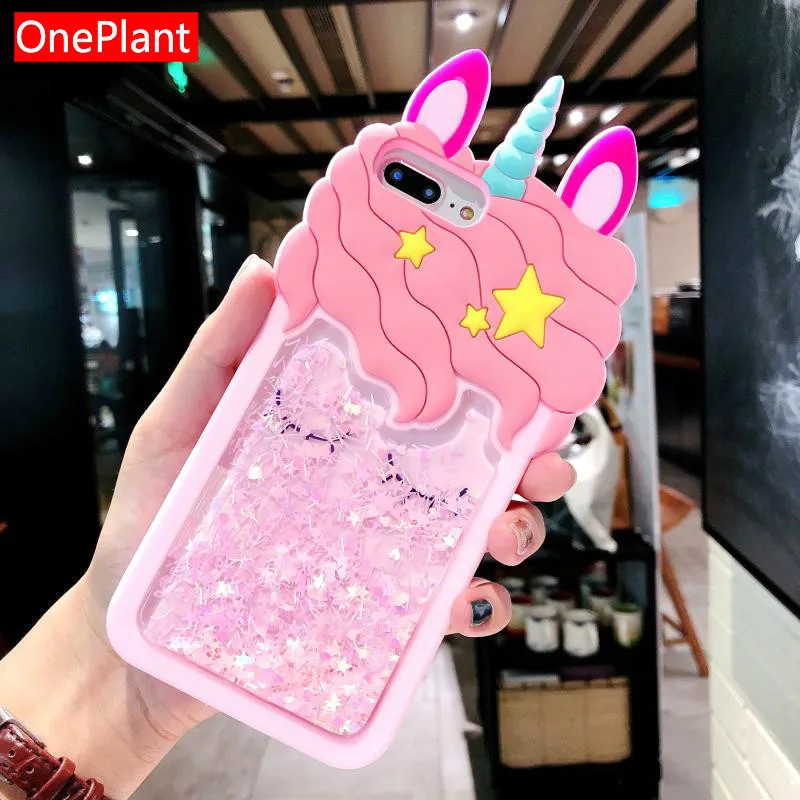 

3D Cartoon Pink Quicksand Unicorn Soft Silicone Liquid Stars Phone Case For iPhone 8 Plus 7 6S 6 plus 5 5S SE XS Max XR X Cover