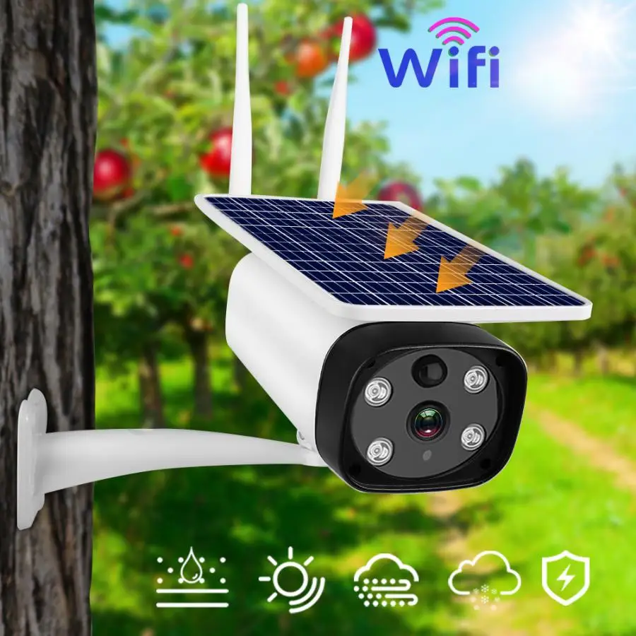 Водонепроницаемая камера 1080P полноцветная WiFi 5W солнечная панель IP67 водонепроницаемая камера безопасности