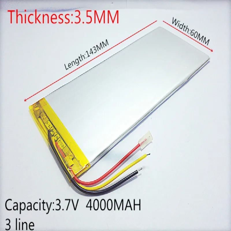 3 провода 3,7 V, 4000 mAH, 3560143 полимерный литий-ионный/литий-ионный аккумулятор для планшетных ПК, сотового телефона, динамика, планшетных ПК батареи