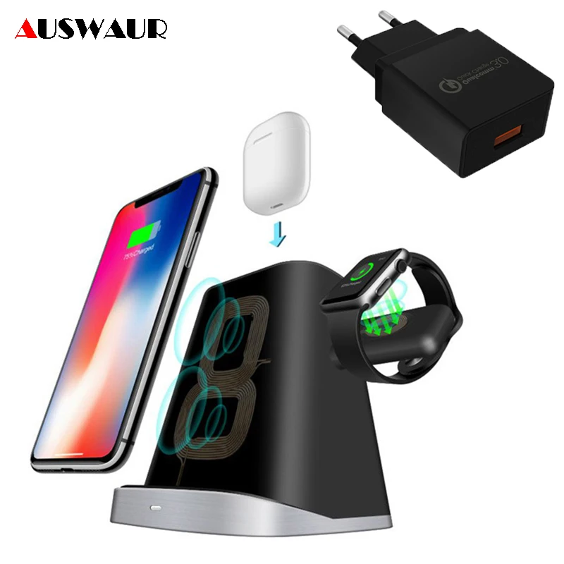 Беспроводное зарядное устройство док-станция держатель для iPhone 11 Pro Max для Apple Watch iWatch 1 2 3 4 Airpods Беспроводное зарядное устройство