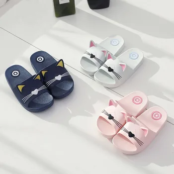 

Children Slippers Cute Cat Cartoon Summer Children Indoor Slippers Bathroom Non-slip Slippers Toddler Boys Girls Slippers