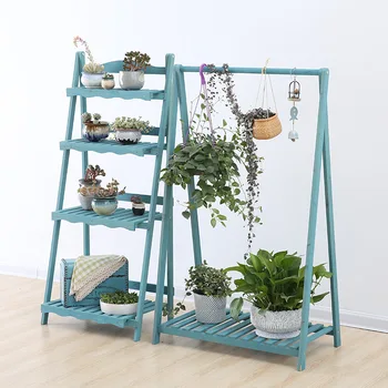 

Four-storey folding flower stand retro balcony courtyard terrace floor type European pastoral style plant stand
