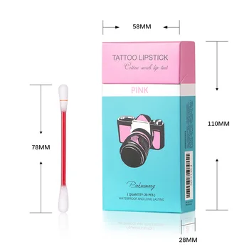 20pcs Cigarette Cotton Swab Lipstick Tattoo Lipstick Non-Stick Long-Lasting Waterproof and Kiss-proof Lip Durable Lip Stain Set 6