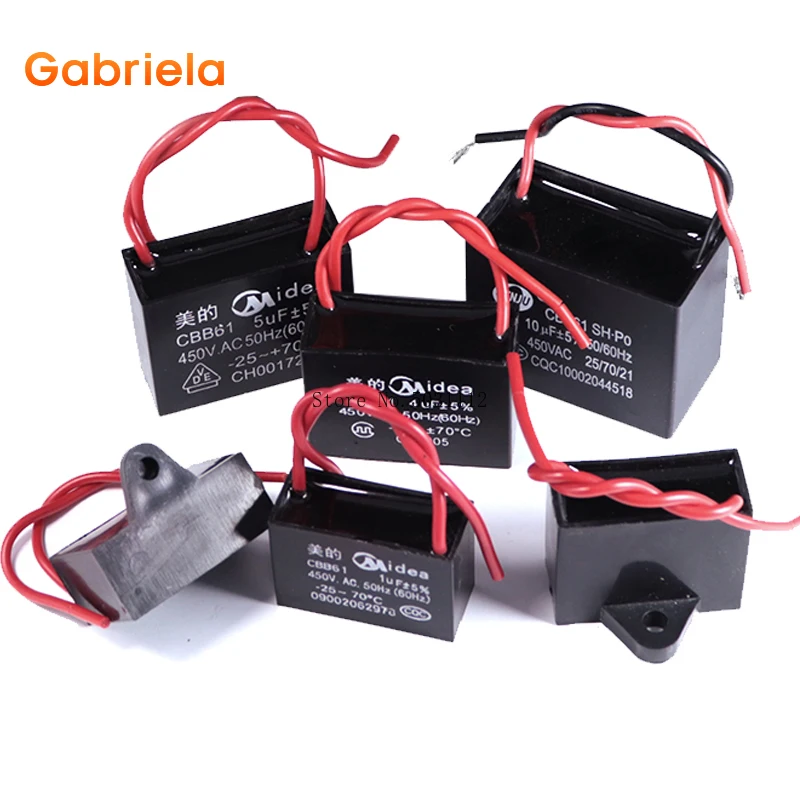 

1Pcs CBB61 starting capacitance AC Fan Capacitor 450V CBB Motor Run Capacitor 1.2/1.5/1.8/2/2.5/3/4/5/6/7UF Rectangle Capacitor