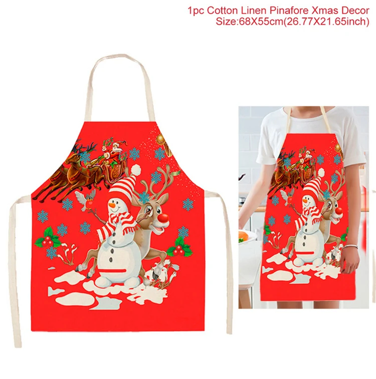 style 8 QIFU хлопковый новогодний фартук для женщин, рождественские кухонные украшения для дома, Navidad Noel, новогодние подарки - Цвет: style 8