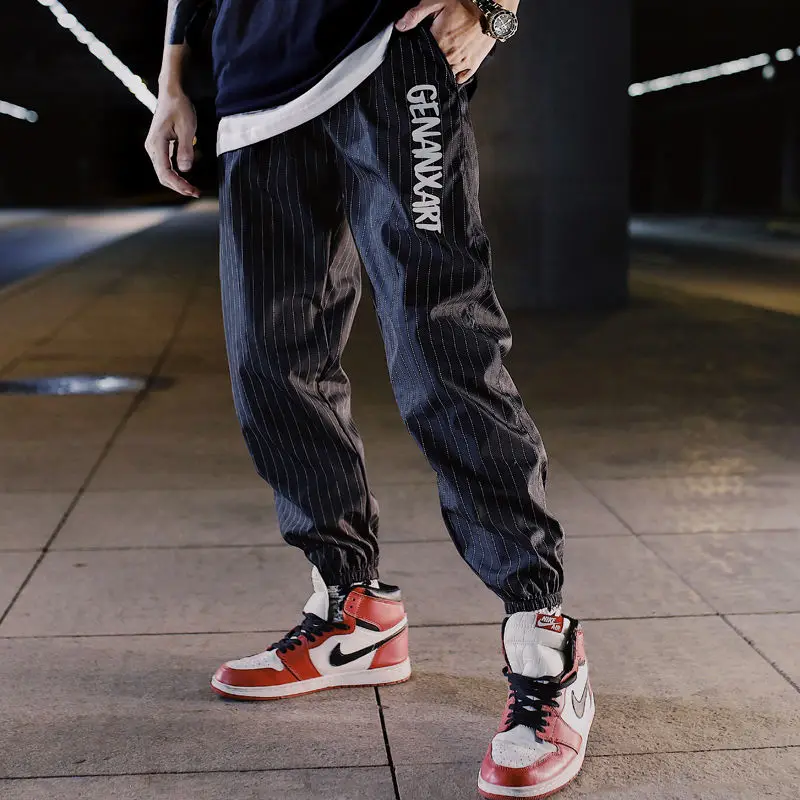 Фиолетовый ins Men Pants Casual Mens hip hop rap Male Trousers street boy quick-dry Straight Full breathing loose ankle banded Pant - Цвет: Фиолетовый