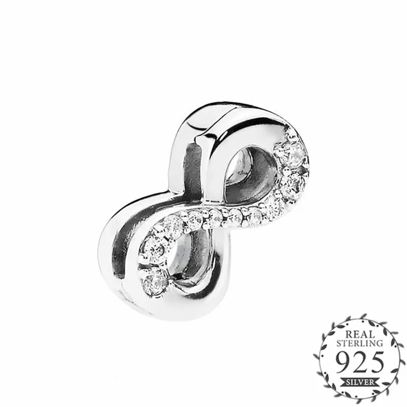 

PANDULASO Original 925 Sterling Silver Reflexions Sparkling Infinity Clip Charm Fits pandora Bracelets DIY Jewelry Accessories