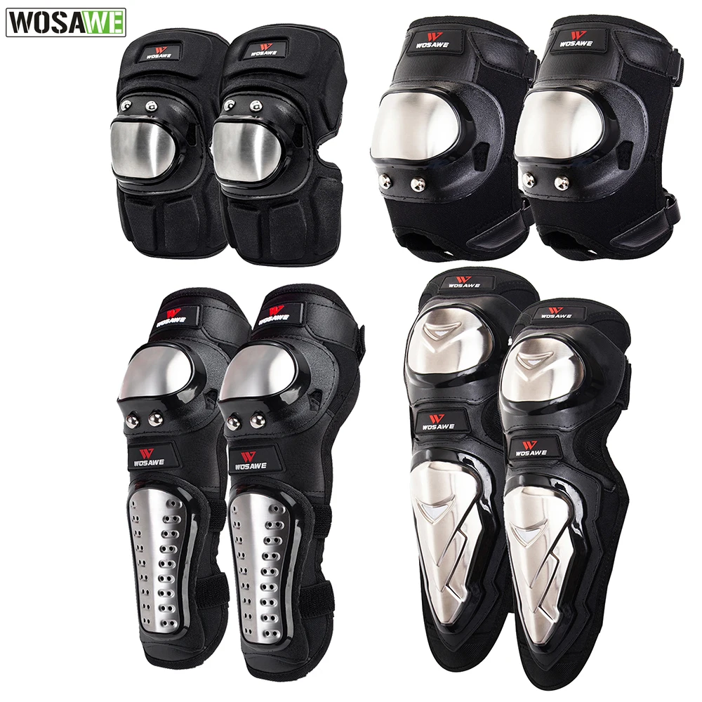 

WOSAWE Stainless Steel Motocross Protective Knee Pads Elbow Pads Set Motorcycles OFF-ROAD Bicycle MTB Safety Protection Gear