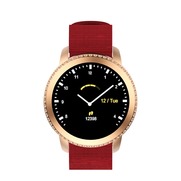 JOHOX-Smartwatch 1,22, сенсорный экран, шагомер, сон, пульсометр, движение, информация о погоде, удаленная камера, музыкальный будильник - Цвет: Красный