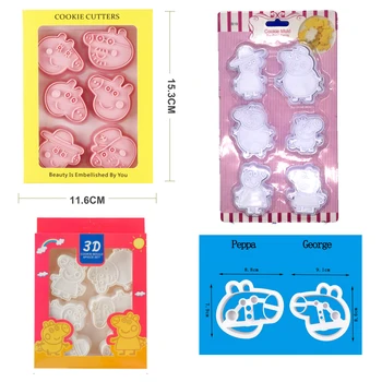 

Peppa Pig Cookie Cutters Plastic 3D Cartoon Biscuit Mold Cookie Stamp Kitchen Baking Pastry Bakeware Peppa Fondant Cake Cookie
