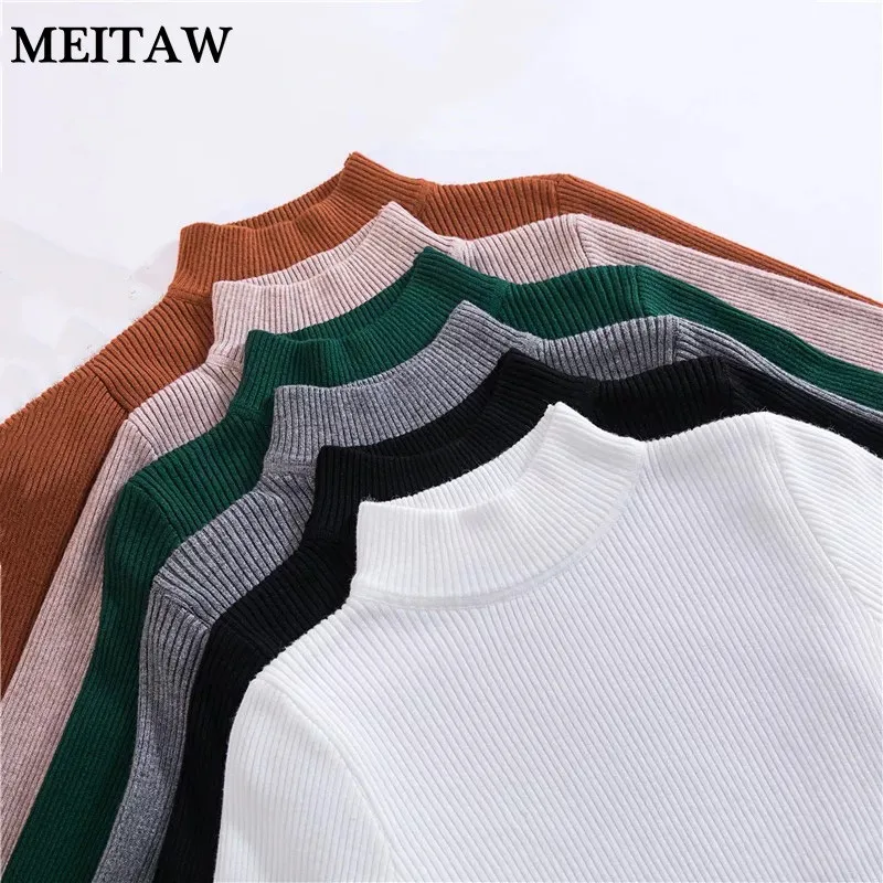 

2019 Autumn Winter Women Turtleneck Pullovers Sweaters High Elastic Pullovers Ladies Tops Casual Korean Knitted Solid Sweater
