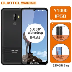 Смартфон OUKITEL Y1000, 6,088 дюйма, Android 9,0, IP68, Waterdrop 19,5: 9, MT6580P, 2 Гб, 32 ГБ, 3600 мАч, сканер отпечатка пальца, 5 В/1 А, мобильный телефон