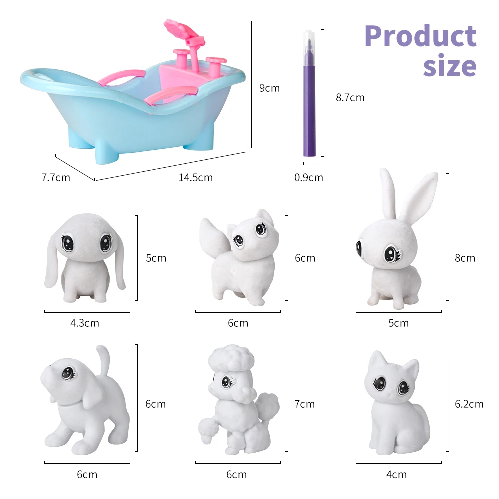 Изготовление DIY Scrubbie 3 игрушки для домашних животных Многоразовые фигурки животных с 4 радужными моющимися маркерами Scrubbie Ванна