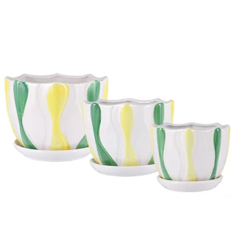 

1 Set Unique Flowerpot Cartoon Flowerpot Ceramic Succulent Flower Pot Crafts Creative Succulent Planter for Home Office with Tra