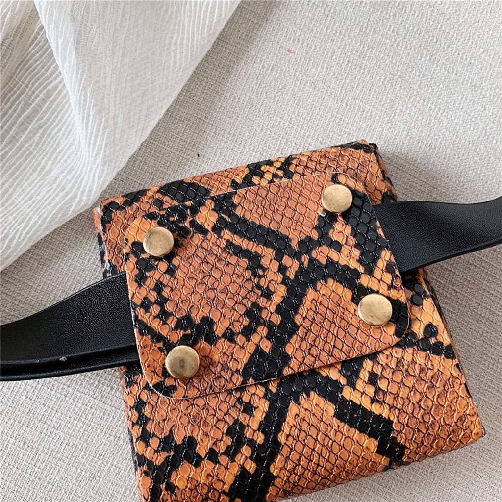 Women Waist Bag Fanny Pack snake Printed Outdoor Sports Belt bag mini coin Purse Pouch Hasp Messenger Bag Chest Bags heuptas new