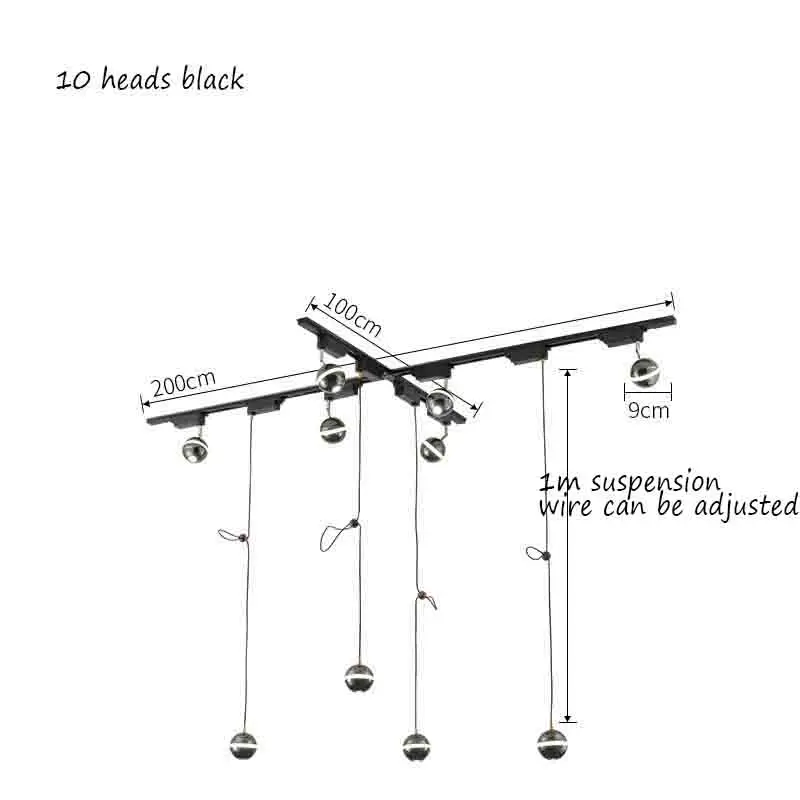 10 Heads Black Современный Железный светодиодный потолочный светильник ing Slide rail, потолочный светильник, домашний декор, для гостиной, отеля, прохода, спальни, потолочный светильник - Цвет корпуса: 10 Heads Black