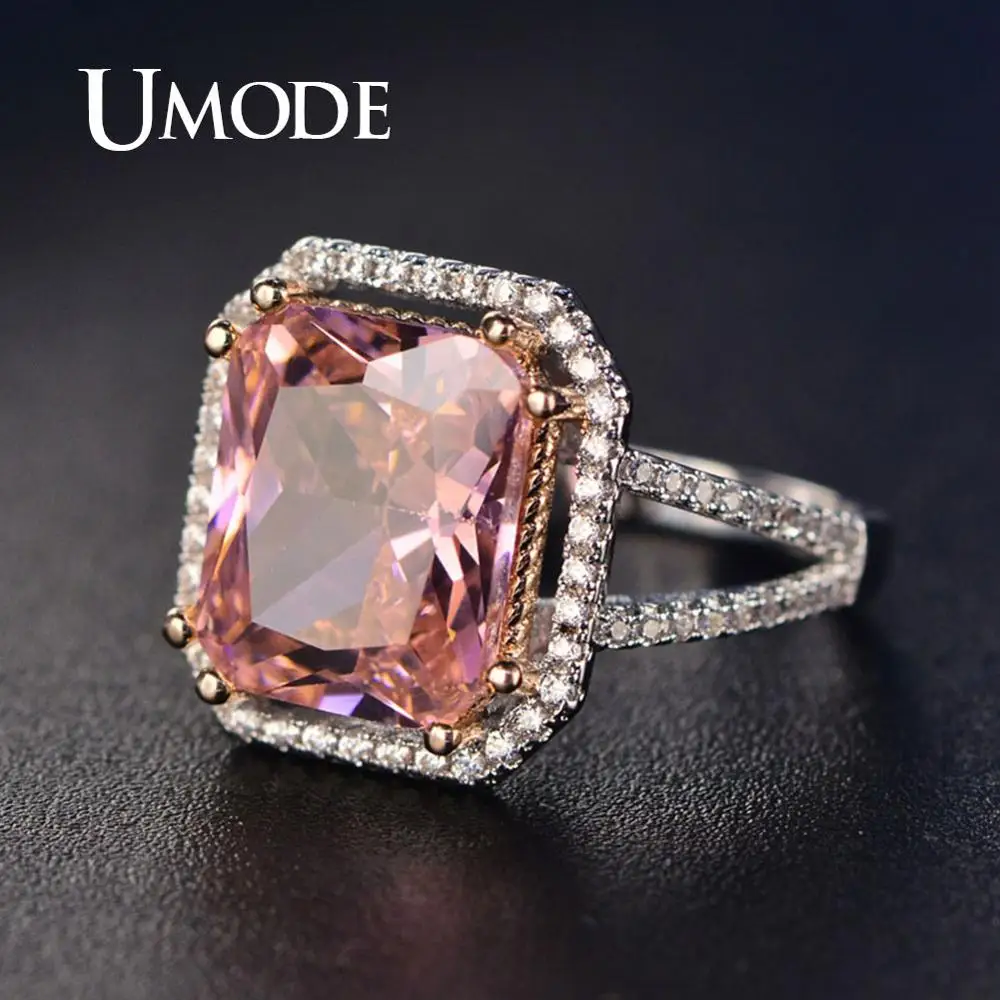 UMODE, винтажное обручальное кольцо, любовь, Розовый CZ кубический цирконий, кольцо для женщин, массивные модные роскошные ювелирные изделия UR0555