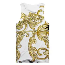 Великолепный мужской жилет 3D Дворцовый стиль Золотой резной цветок майка Ретро Мода без рукавов майка унисекс Повседневная Большие размеры 6XL 7XL