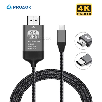 

USB Type C to HDMI Cable Adapter 4K 60Hz Tipe C HDMI Kabel For MacBook Thunderbolt 3 Support Netflix Phone to TV Accessories