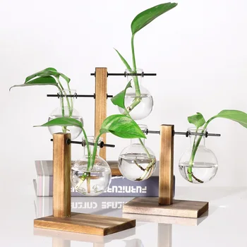 

Hydroponic Plant Vases Terrarium Home Bonsai Decor Wooden Tray Terrarium Tabletop Bonsai Decor Stekjes Houder Plant Vase Mural