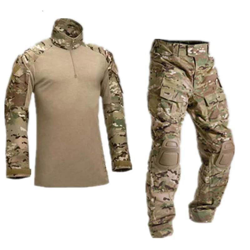 Tactical Camouflage Military Uniform Clothes Suit Men US Army Multicam Airsoft Combat Shirt + Cargo