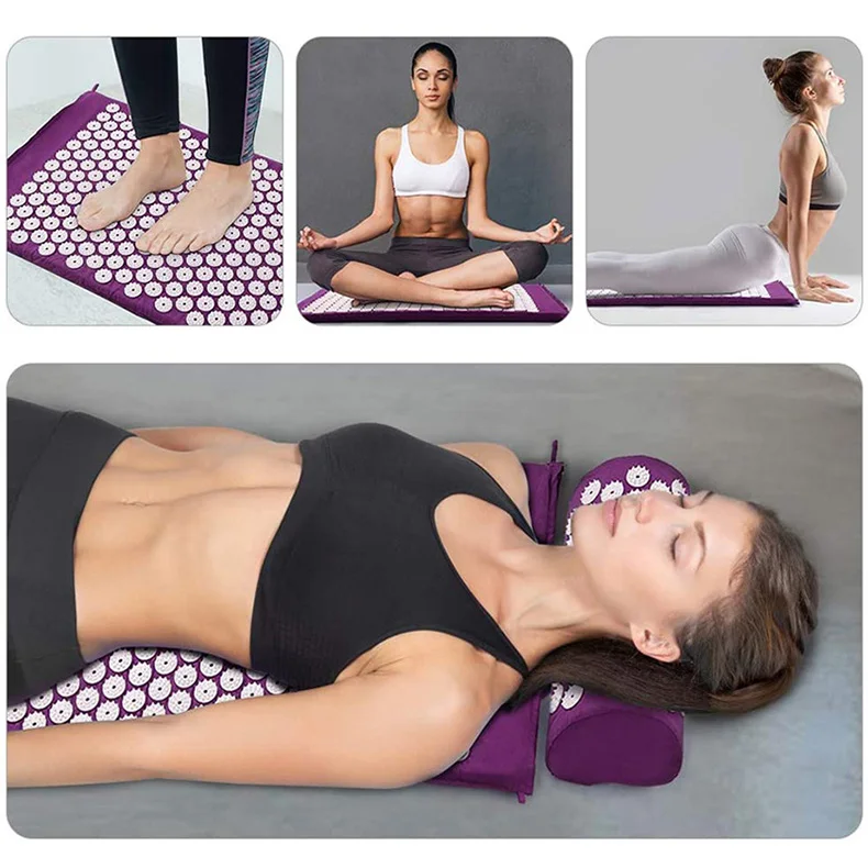 Acupressure Mat Sensi Massage Mat Pillow Set Kuznetsov's Applicator for Neck Foot Yoga Mat with Needle Back Massager Cushion Pad