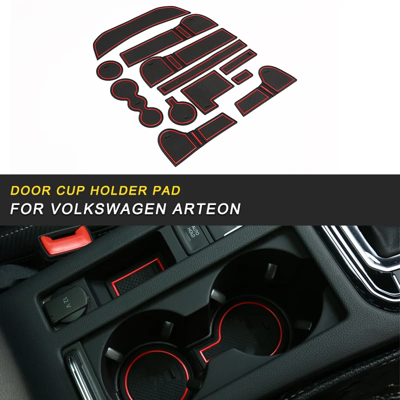 

Car Styling Door Groove Mat Anti-slip Mat Light Gate Slot Cup Pad Interior Accessories For VW Volkswagen Arteon 2019