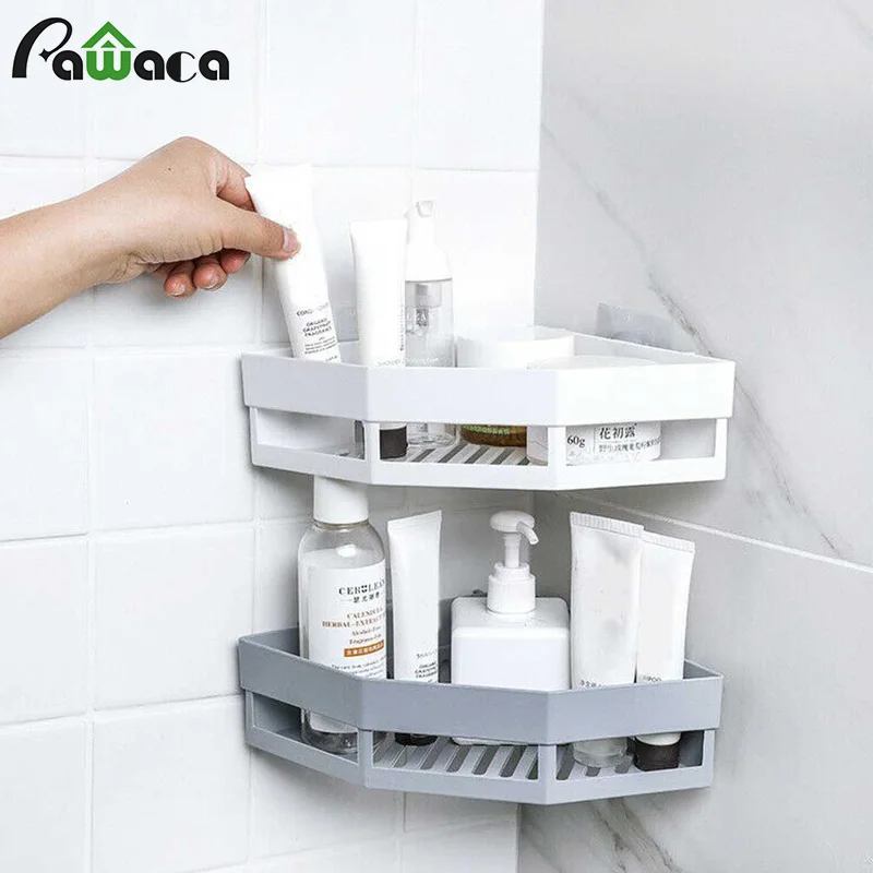 Угловая полка без перфорации для ванной комнаты и шампуня хранения держатель