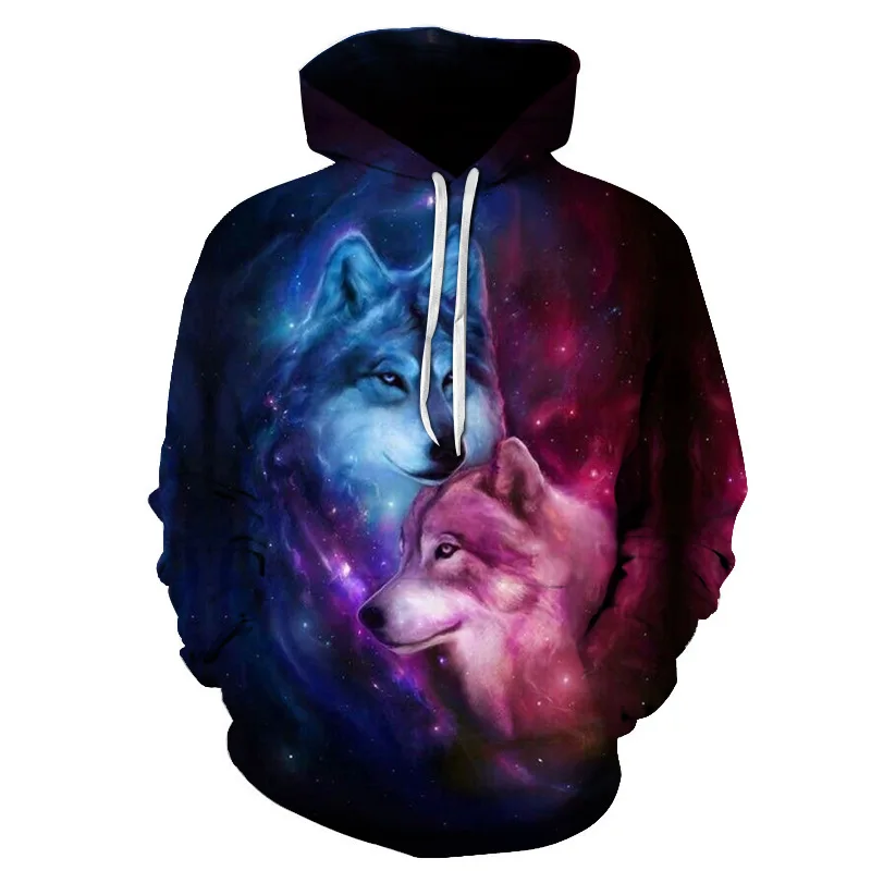 

2020 Magic color Galaxy Wolf Hoodie Hoodies Men Women Fashion Spring Autumn Pullovers Sweatshirts Sweat Homme 3D Tracksuit 4XL